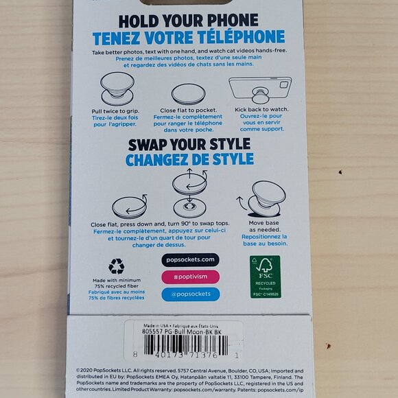 POPSOCKETS Bull Skull Moon Black & White Swappable Pop Phone Grip & Stand NEW - Picture 3 of 3